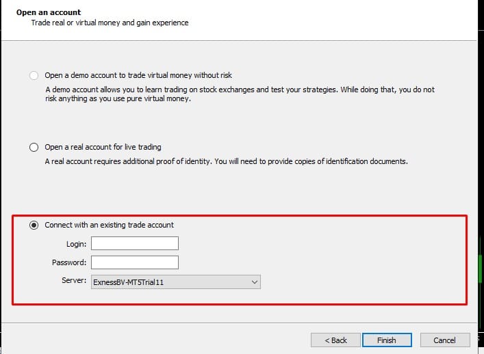 Đăng nhập tài khoản trade Exness