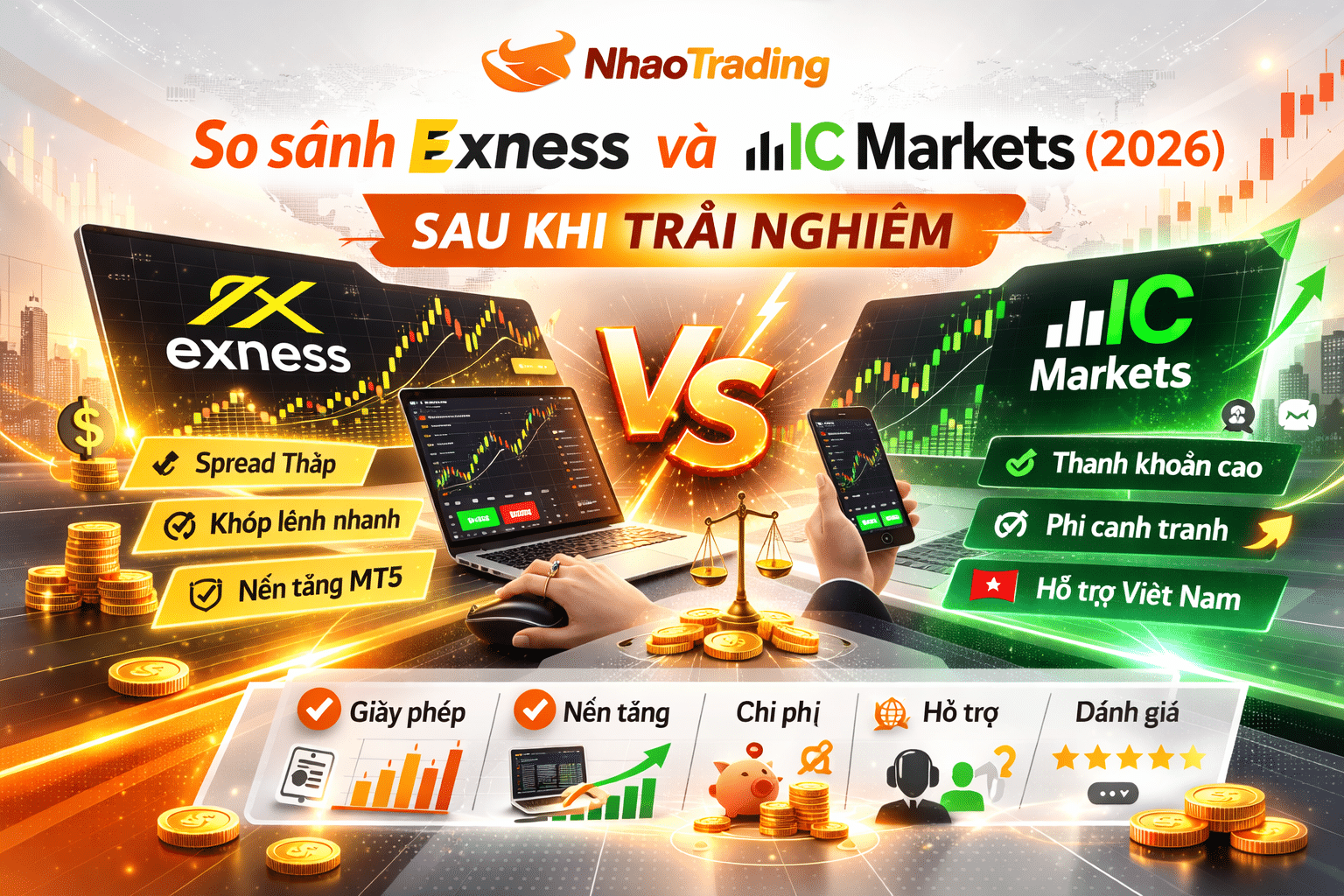 So sánh Exness và IC Markets (2026) sau khi trải nghiệm