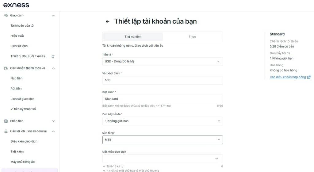 Mở tài khoản demo Exness với đòn bảy không giới hạn và số tiền có thể đặt được 9 tỉ đô
