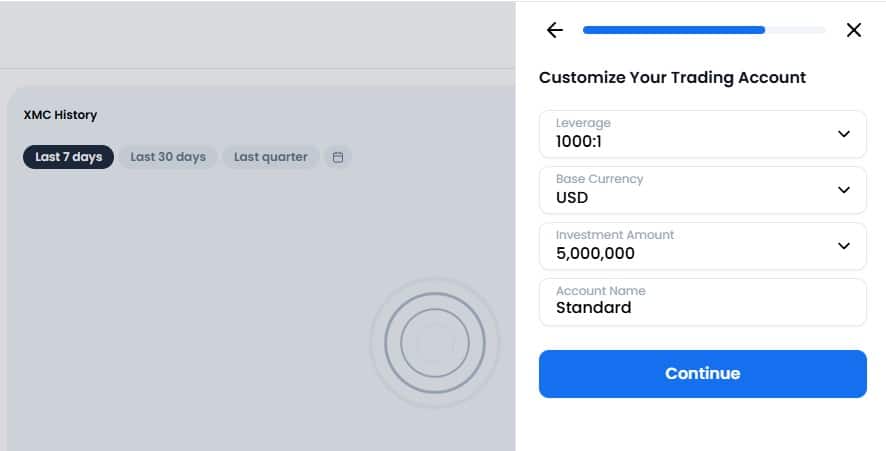 Tài khoản demo sàn XM hỗ trợ đòn bẩy tới 1:1000 và số tiền tới $5,000,000